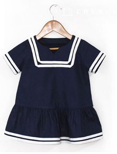 パタン子供セーラースタイルワンピース服作り P433