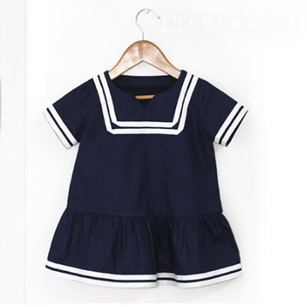 パタン子供セーラースタイルワンピース服作り P433