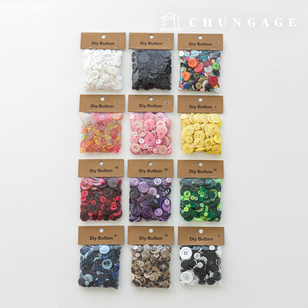 衣類部品のプラスチックカラーのサイズの混合ボタンセットのコレクション