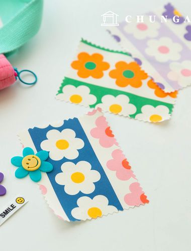 綿生地40カウントDTP花柄フラワー生地ストライプスタンプフラワー3種