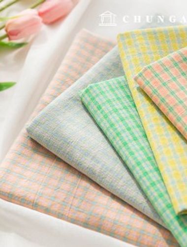 コットン生地 メランジ 先染 ウォッシング コットン30 カウントチェック 生地 広幅 ビンテージ パステルメロディ 5種