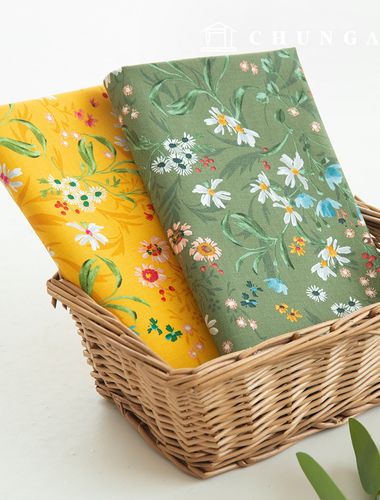 綿生地オックスフォード花柄フラワー生地20カウント野花旅行3種