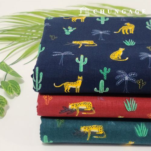 綿生地動物パターン 平織り生地20カウント ミリムレオパード6種