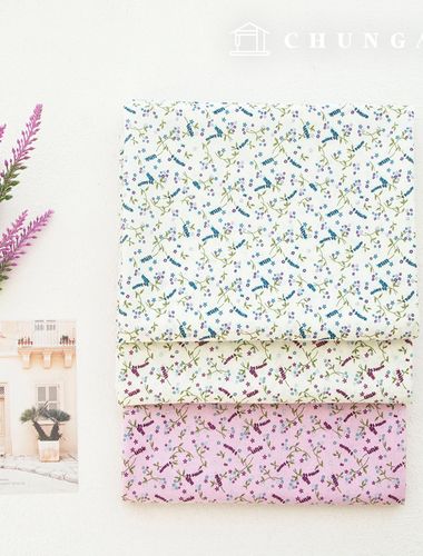 綿生地花柄フラワー生地20カウント 広幅ベロニカ3種