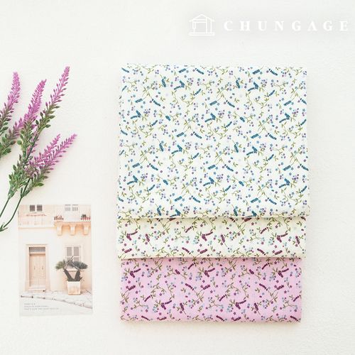 綿生地花柄フラワー生地20カウント 広幅ベロニカ3種