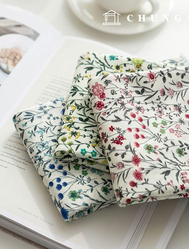 綿生地花柄フラワー生地20カウント 広幅ソフィー3種