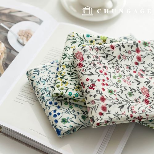 綿生地花柄フラワー生地20カウント 広幅ソフィー3種