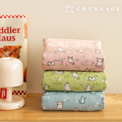 綿生地動物猫生地20カウント 広幅宮用3種