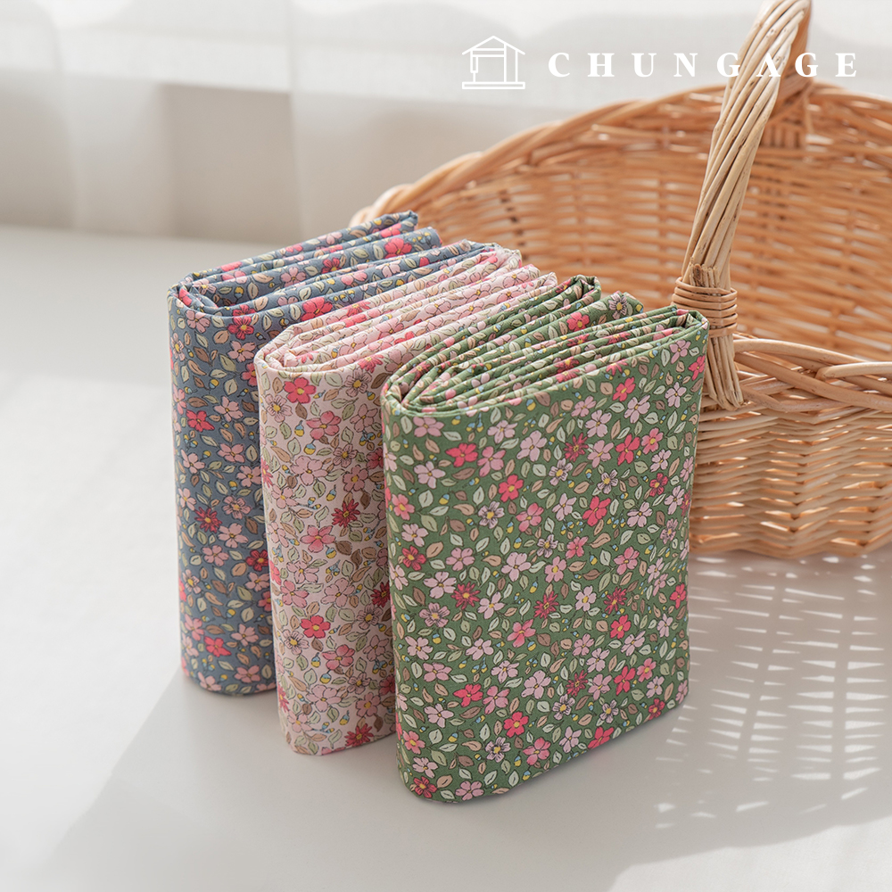 綿生地花柄フラワー20カウント 広幅ピッチノア3種