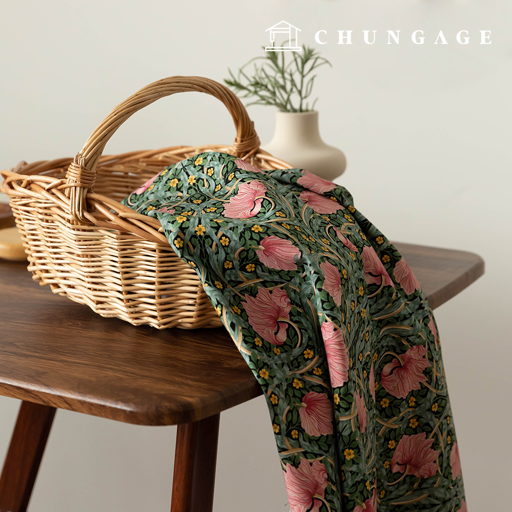 綿生地オックスフォードフラワー花柄パタン生地ブルーミングバイン2種