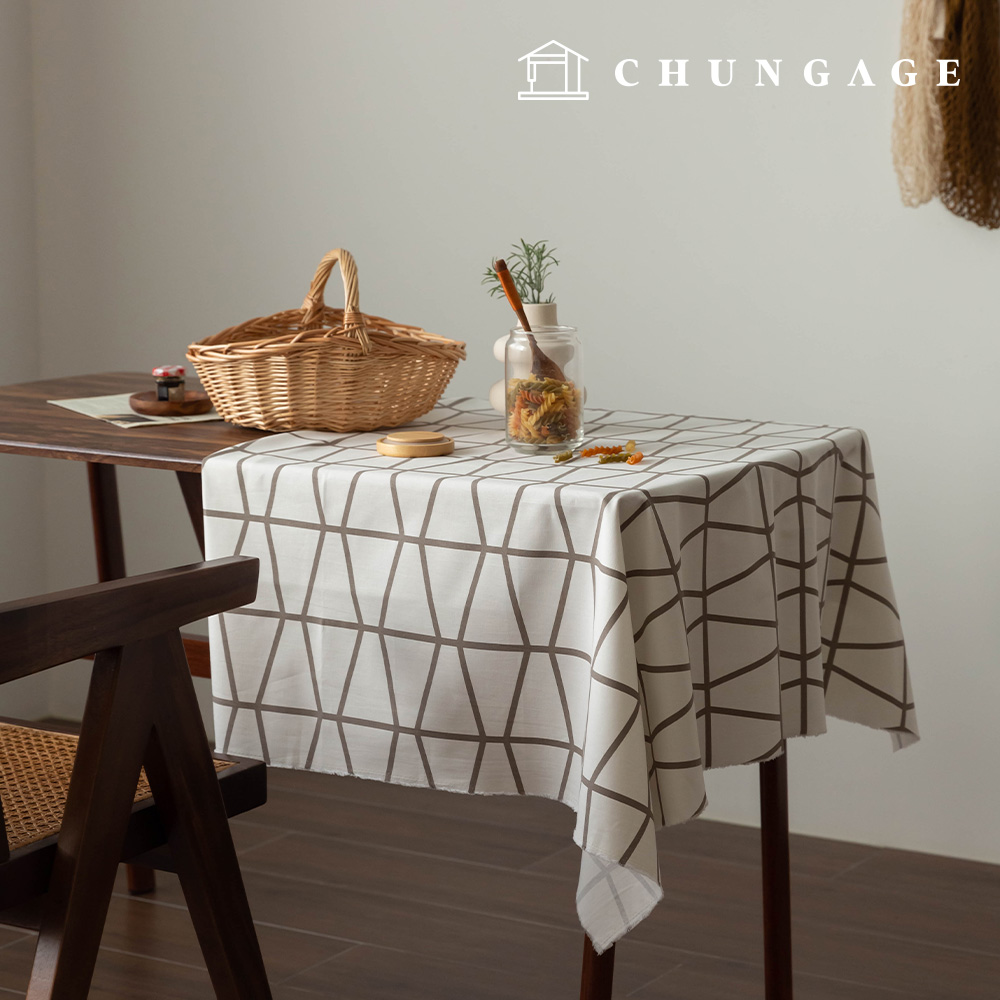 綿生地オックスフォードパタン生地ラインアート2種