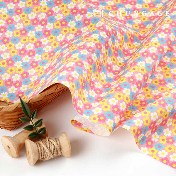 オックスフォード生地コットン20カウントエコフレンドリーDTPキャンディジョイフラワーピンクMOX1851