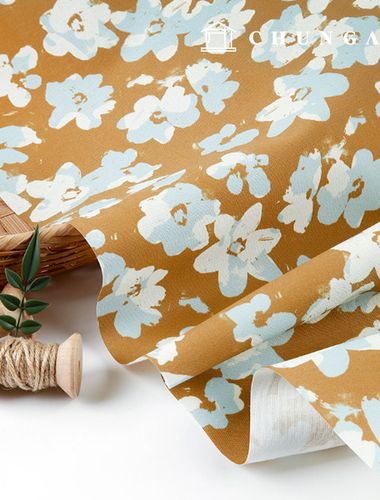 オックスフォード生地コットン20カウントエコフレンドリーDTPスウィートフラワーハニーブラウンMOXGP1019