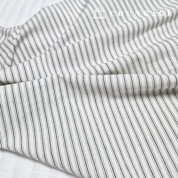 綿生地30カウント先染めチェック生地ウォッシング広幅ホワイト0.8cm