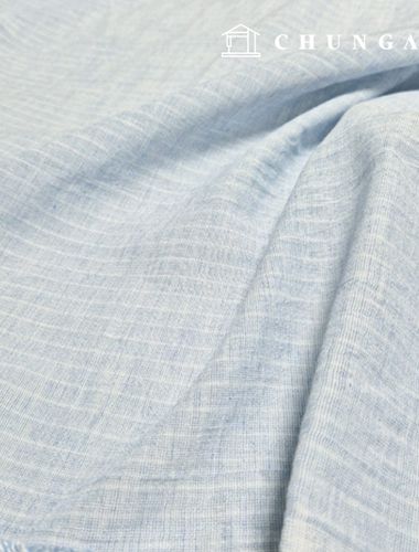 ガーゼ生地コットンウォッシングスカイブルーストライプヘリンボーン2種