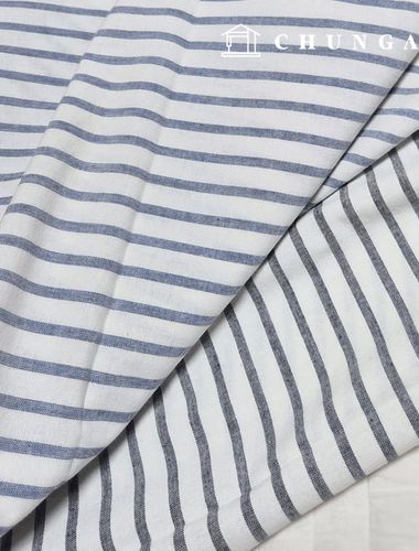 綿生地 30 カウント 先染め ストライプ生地 広幅 ストライプ チャコール 青色 1cm 2種