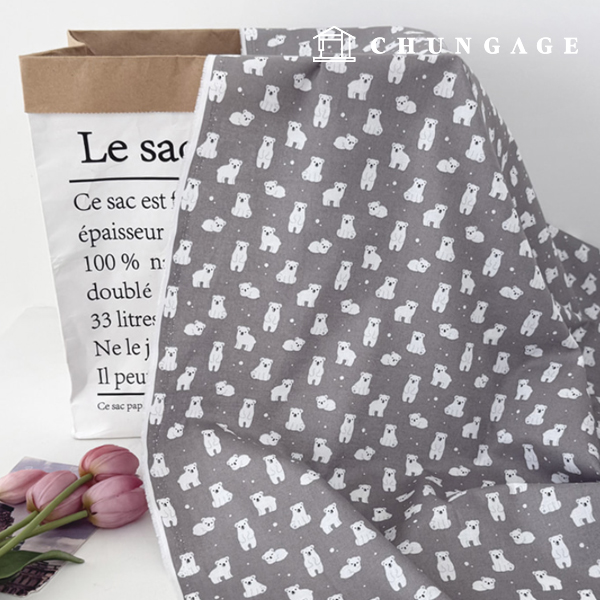 綿生地20カウントパタン生地ホッキョクグマ