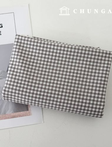 綿生地20カウントチェック生地3mmチェックモカグレー