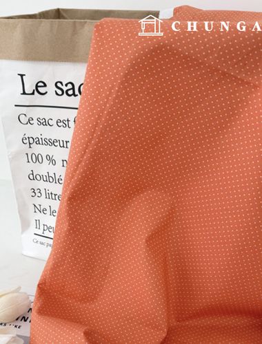 綿生地20カウントトット生地ビビッド1mmトットオレンジ