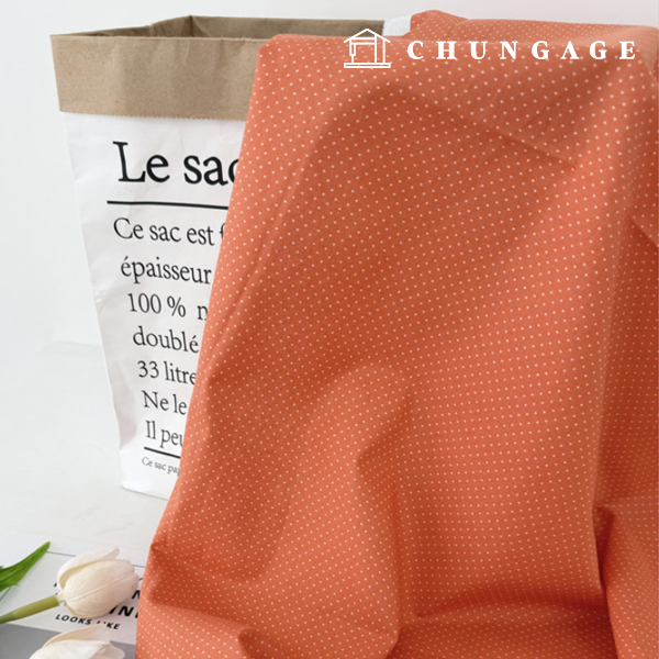 綿生地20カウントトット生地ビビッド1mmトットオレンジ