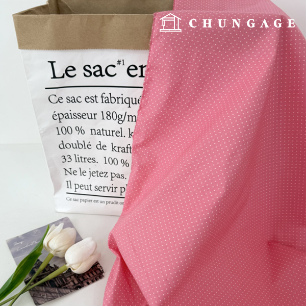 綿生地20カウントトット生地ビビッド1mmトットピンク