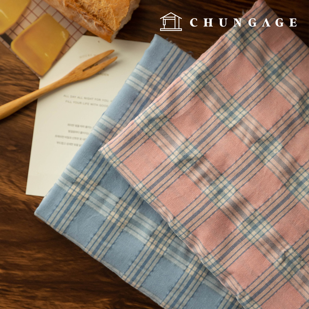 チェック生地 コットン先染 ウォッシング リップル生地 広幅 シャベトラブ 2種