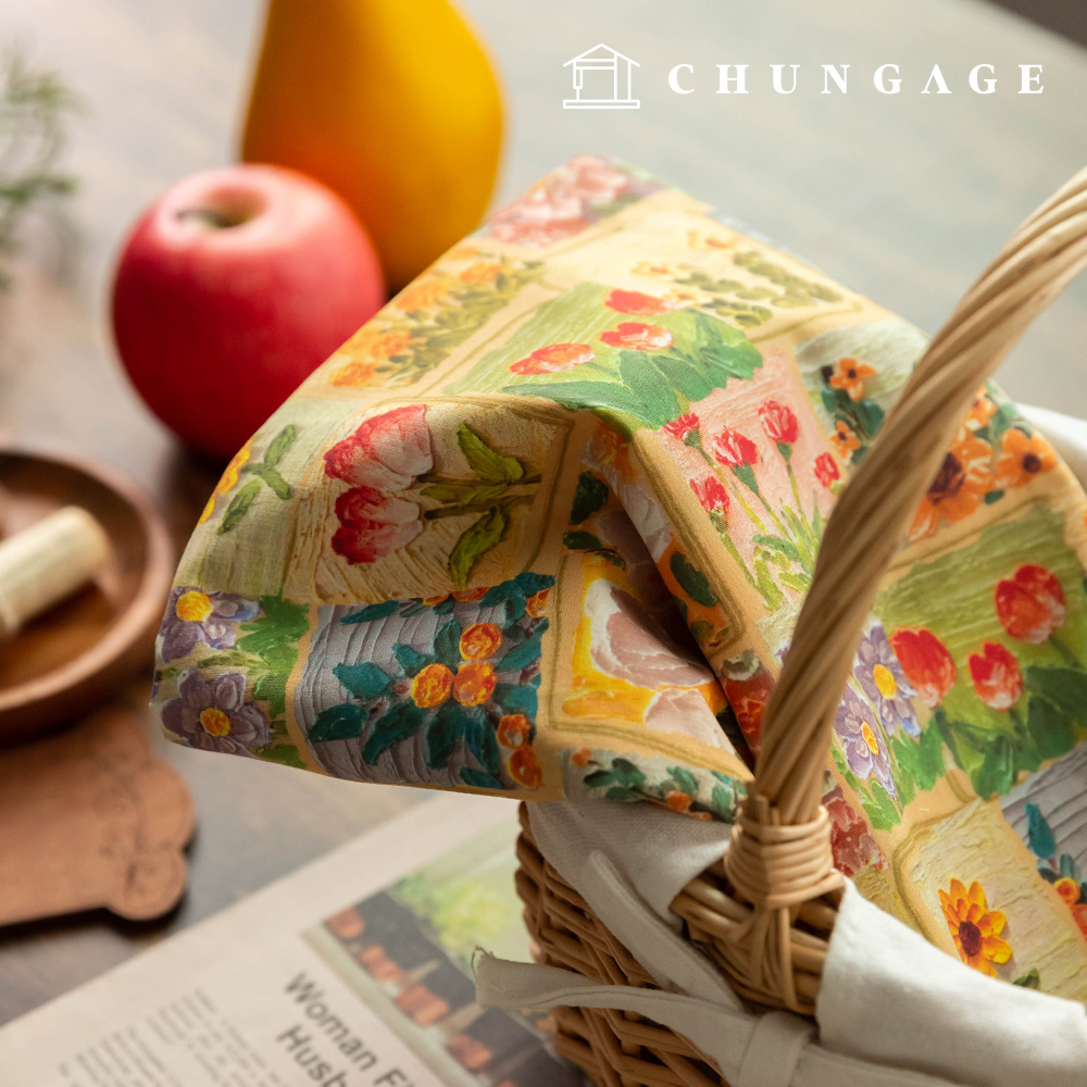 綿生地 40 カウント DTP 花柄 花立体 汚染生地 アロハサンセット