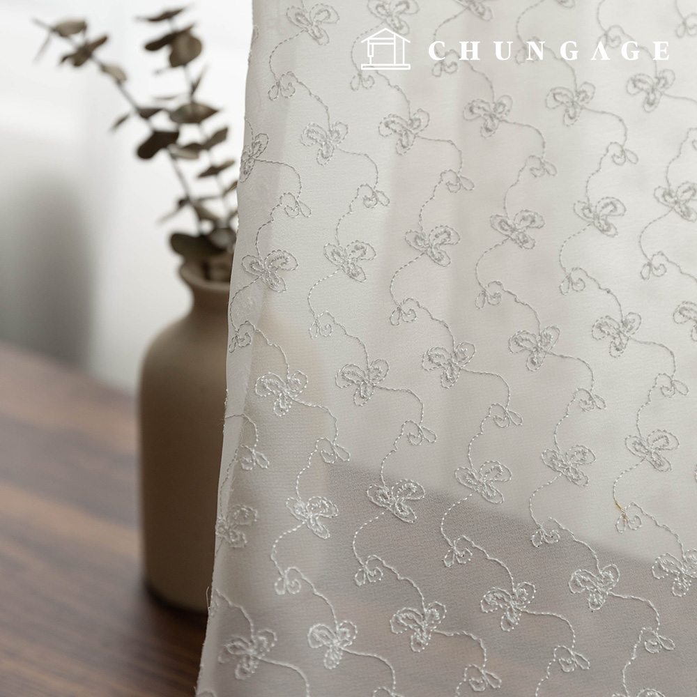 シフォン生地ポリ生地花柄フラワーパタン広幅ベール2種