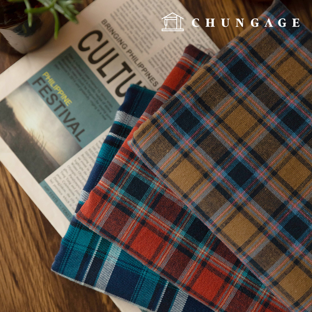 綿生地チェック パタン生地 広幅スイート アトム3種