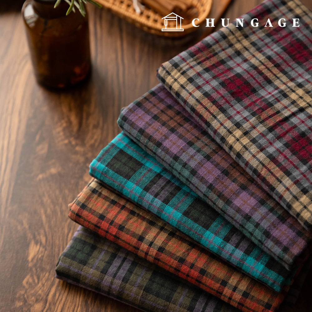 コットン起毛 極細糸 融生地 チェック パタン生地 広幅マドラス 5種