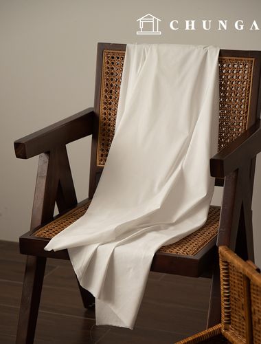 綿混紡生地 平織り 衣類生地 広幅ホワイト ピュアライン