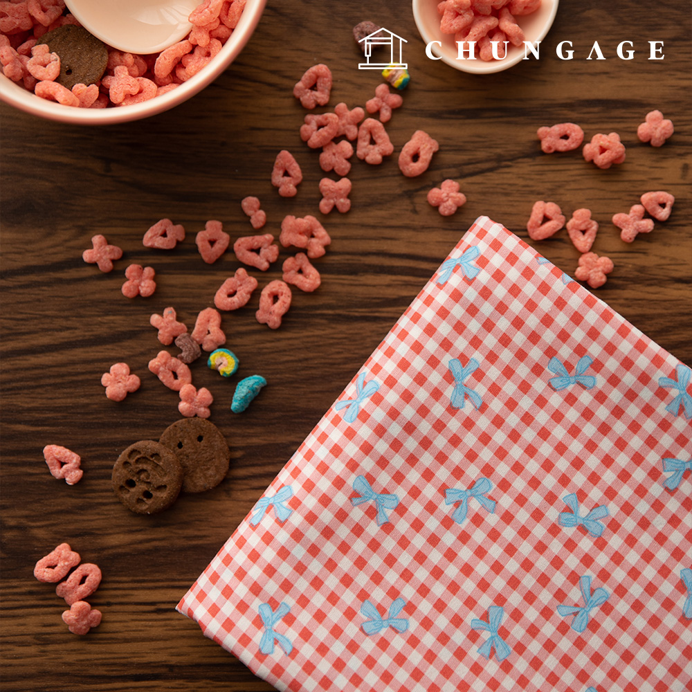 チェック生地 コットン 40 カウント DTP リボン ナ塩生地 広幅ボウボウ 4種