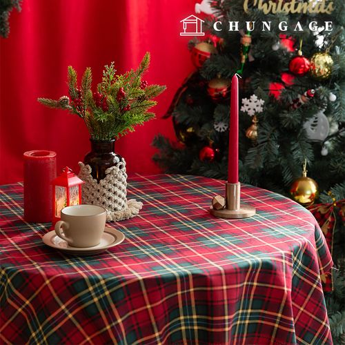 チェック生地クリスマス生地コットンオックスフォード冬のビンテージチェック生地ウィンターチェリーイエローレッド