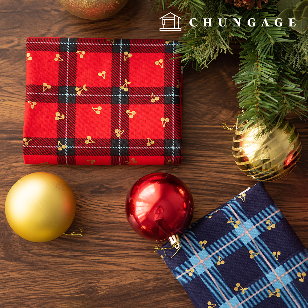 コットンオックスフォード生地クリスマス生地メリーチェリー2種