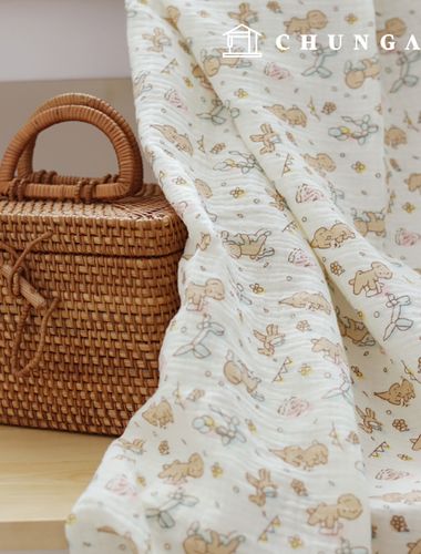 ヨル二重ガーゼ生地コットン子犬夢綿菓子