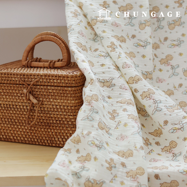 ヨル二重ガーゼ生地コットン子犬夢綿菓子