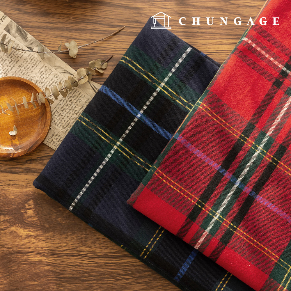 チェック生地 クリスマス生地 コットン 10 カウント 先染 ウォッシング 起毛生地 広幅ヘリテージタータン 2種