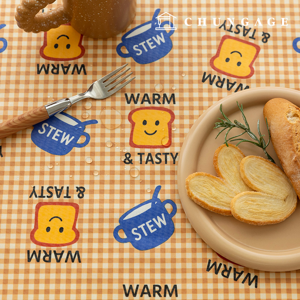 防水布 チェック生地 ビンテージラミネート 防水布 TPU トースト＆シチュー