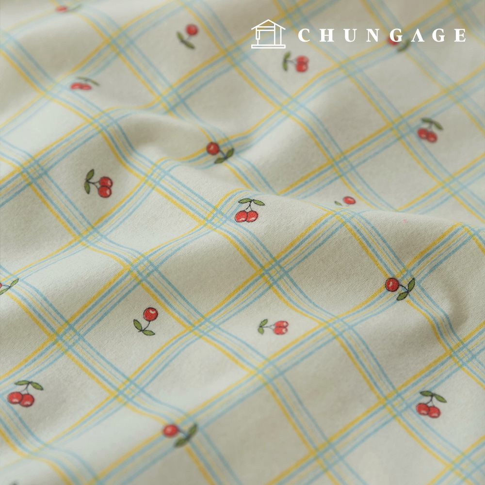 コットン起毛 極細糸 融生地 冬20カウント 果物 チェリー生地スイーツ