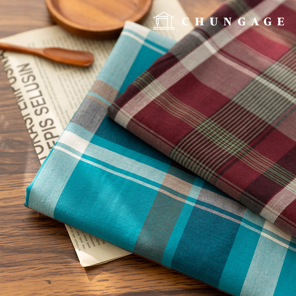 綿生地チェック 先染生地 広幅カラーミックスチェック 2種