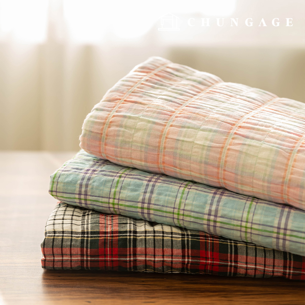 綿生地 チェック 先染生地 広幅キャンディプラッド 3種