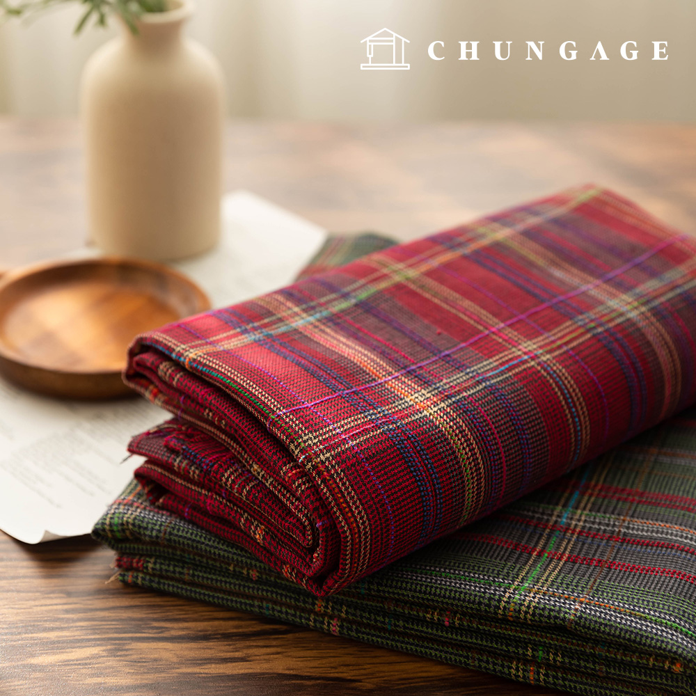 綿生地チェック 先染生地 広幅ラインチェック 2種