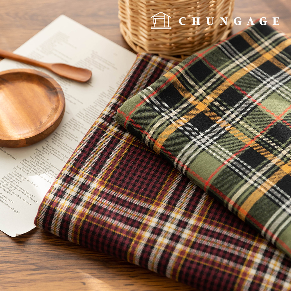 綿生地チェック 先染生地 広幅 アーバンタータン 2種