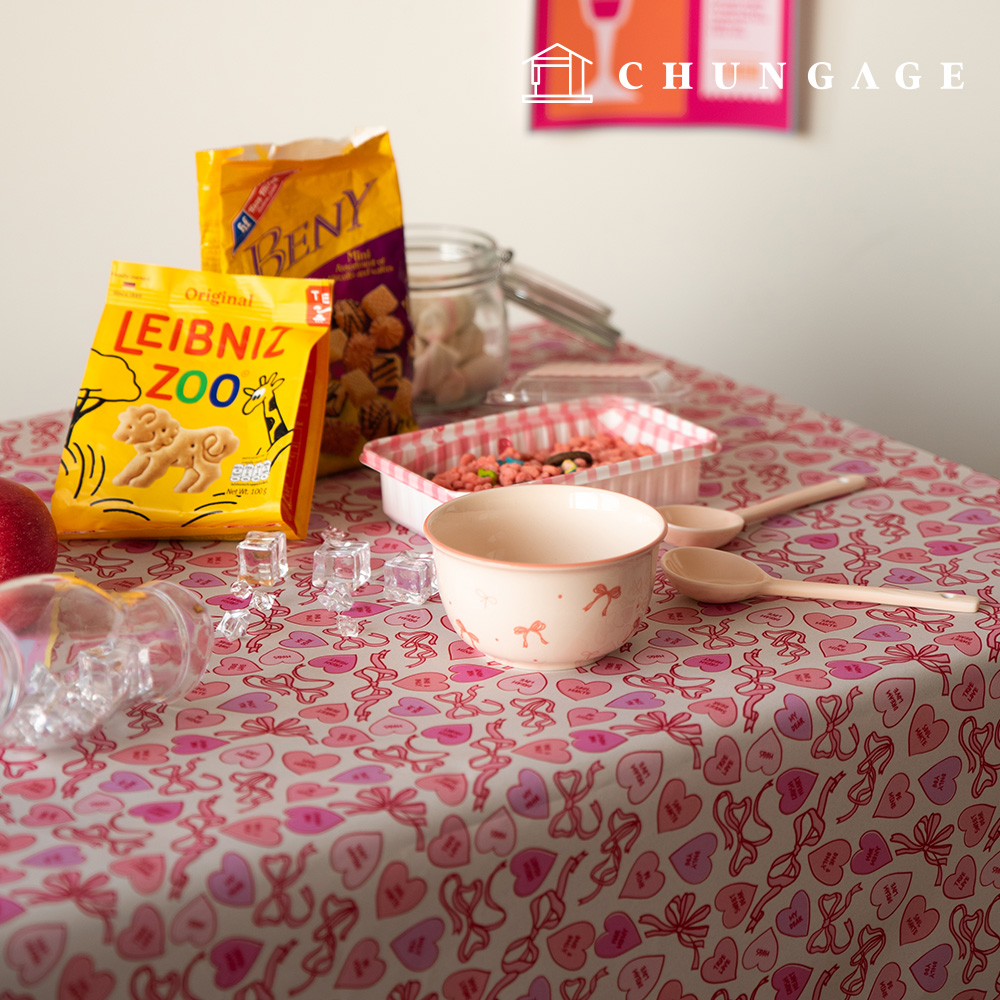 防水布DTP 防水布広幅クリスマス生地ハートキャンディW156