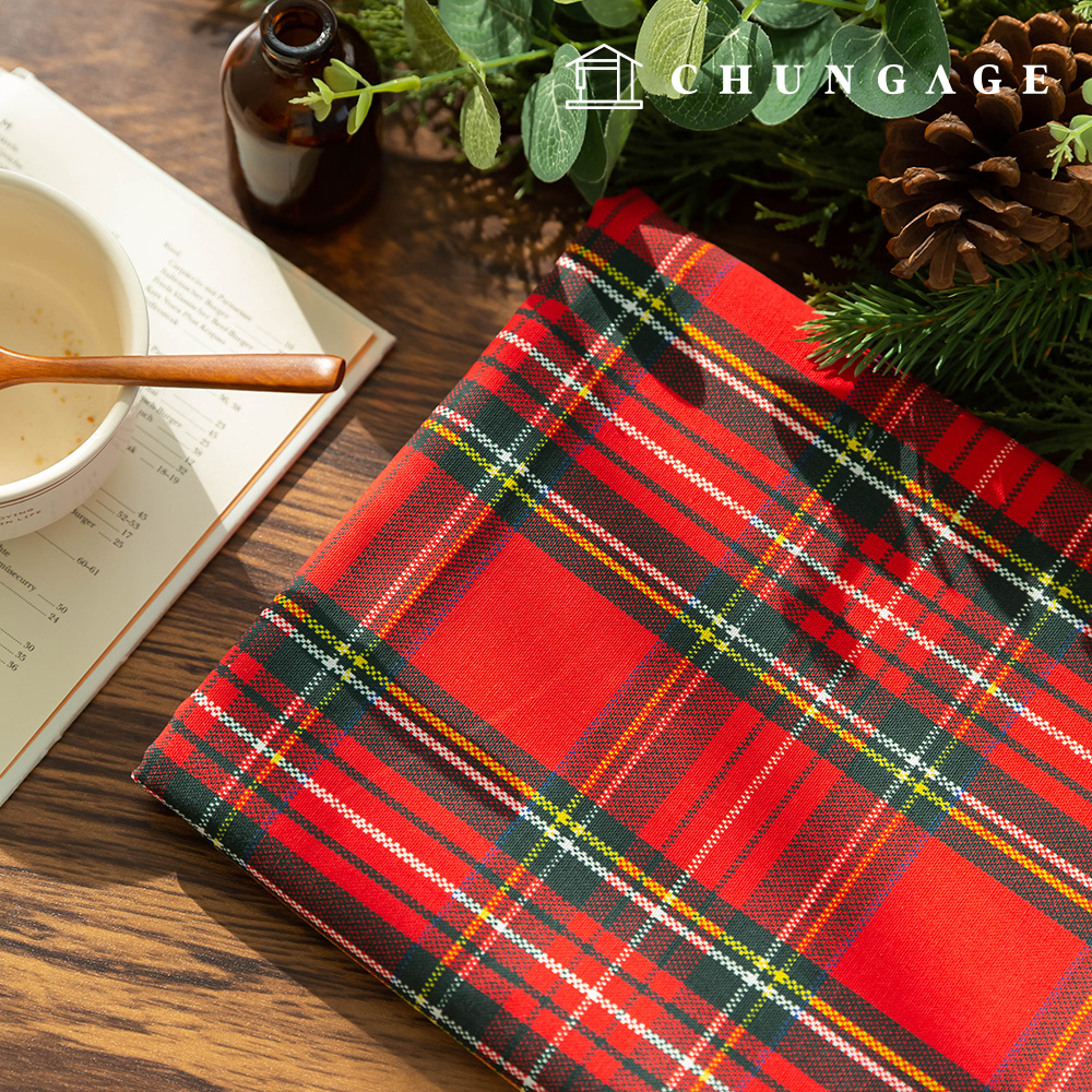 コットンオックスフォード生地クリスマス広幅生地コージープラッド