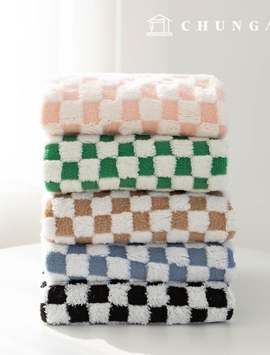 毛生地ループダンブリングウールフリースチェック生地子犬服作りフェイクパー冬生地チェス5種