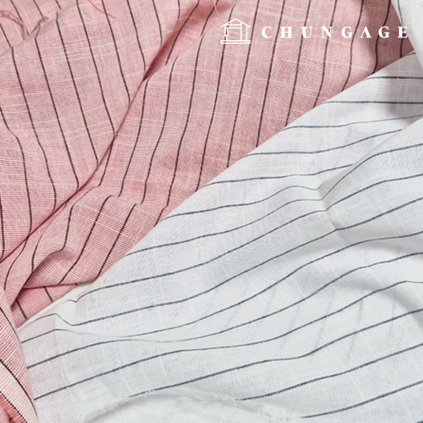 綿生地 ウォッシング ストライプ 2cm 広幅 40 カウント ピーチ ホワイト 2種