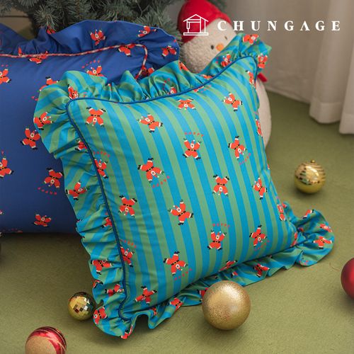 綿生地クリスマス生地20カウントDTP生地ダンシングサンタグリーンブルーストライプ423