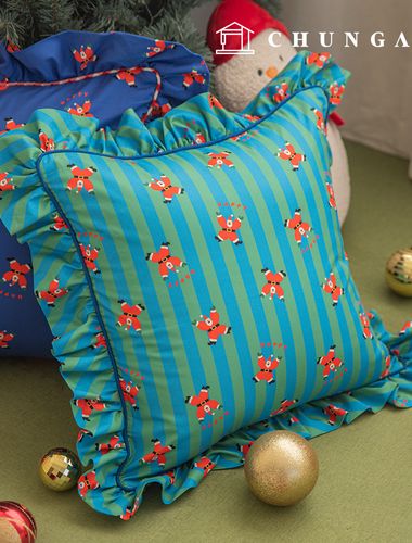 綿生地クリスマス生地20カウントDTP生地ダンシングサンタグリーンブルーストライプ423