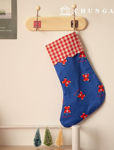 綿生地クリスマス生地20カウントDTP生地ダンシングサンタ青色421